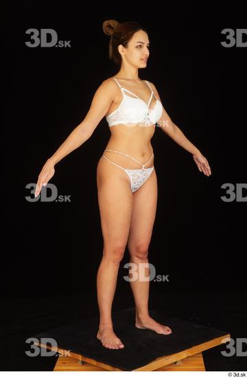 Whole Body Woman White Underwear Bra Average Standing Panties Studio photo references