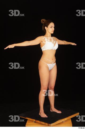 Whole Body Woman T poses White Underwear Bra Average Standing Panties Studio photo references