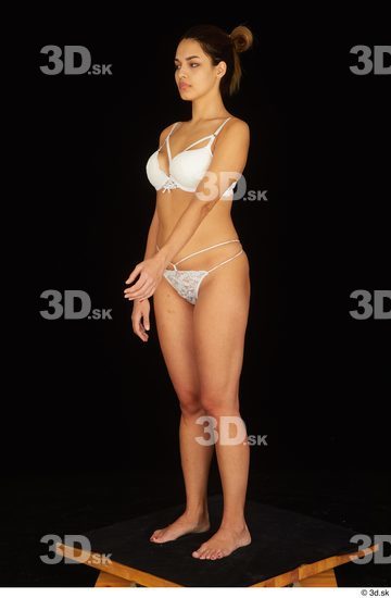 Whole Body Woman White Underwear Average Standing Studio photo references