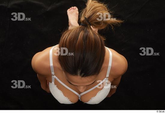 Whole Body Woman White Underwear Average Kneeling Top Studio photo references