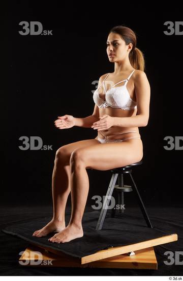 Whole Body Woman White Underwear Average Sitting Studio photo references
