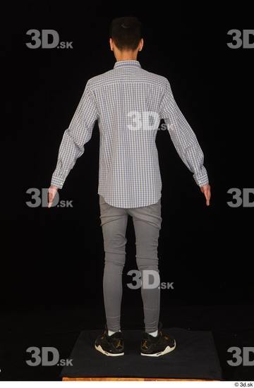 Whole Body Man White Casual Shoes Shirt Jeans Slim Standing Studio photo references