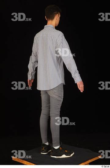 Whole Body Man White Casual Shoes Shirt Jeans Slim Standing Studio photo references