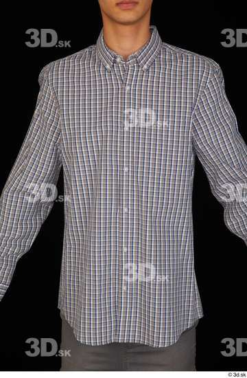 Upper Body Man White Casual Shirt Slim Studio photo references