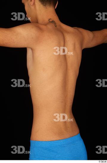 Upper Body Back Man White Nude Slim Studio photo references