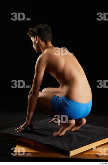 Whole Body Man White Underwear Kneeling Studio photo references