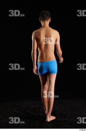 Whole Body Back Man White Underwear Walking Studio photo references