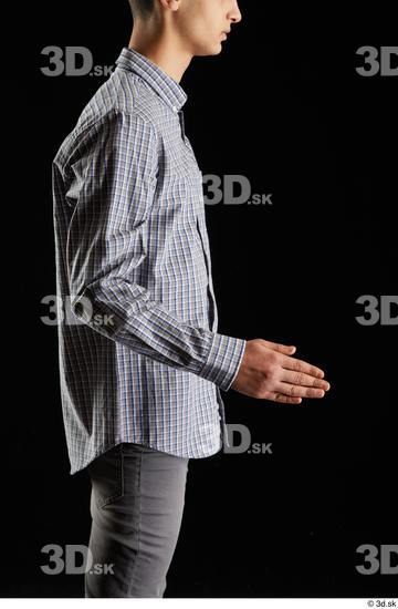 Arm Man White Casual Shirt Studio photo references