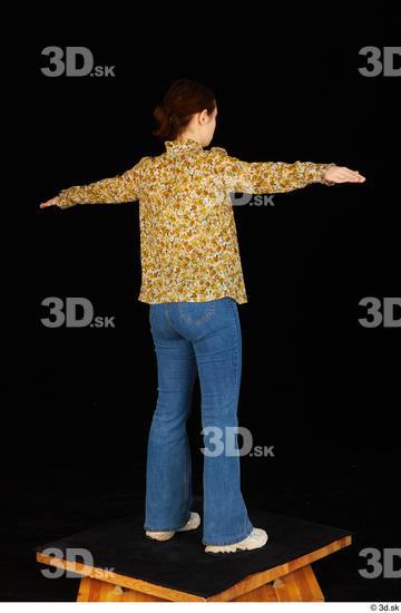 Whole Body Woman T poses White Shoes Jeans Blouse Average Standing Studio photo references