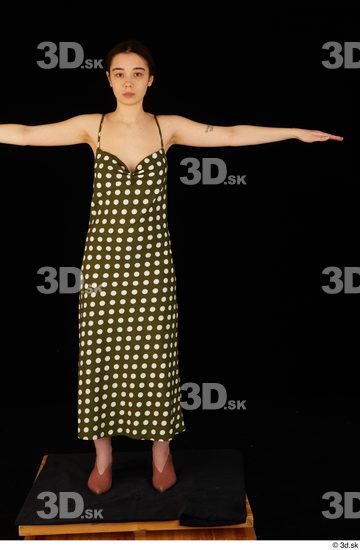 Whole Body Woman T poses White Casual Shoes Dress Average Standing Studio photo references