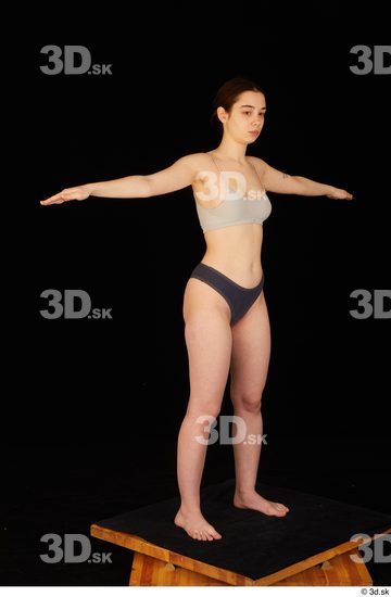 Whole Body Woman T poses White Underwear Average Standing Studio photo references