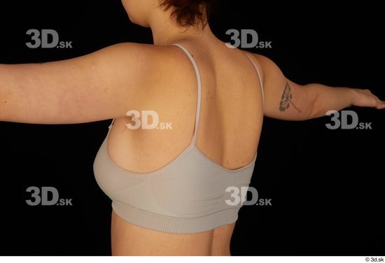 Back Woman White Underwear Bra Average Studio photo references