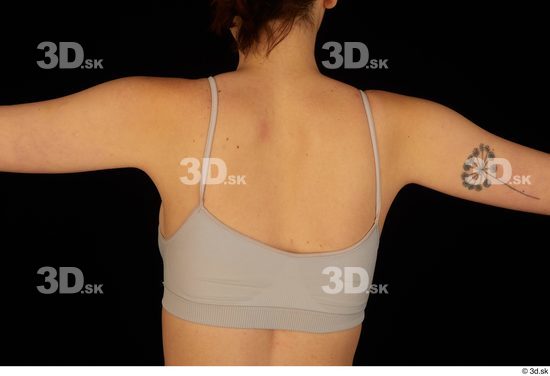 Back Woman White Underwear Bra Average Studio photo references