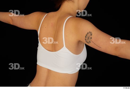 Back Woman White Underwear Bra Average Studio photo references