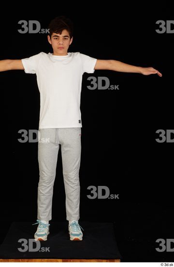 Whole Body Man T poses White Sports Shirt T shirt Sweatsuit Slim Standing Studio photo references