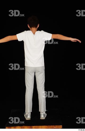 Whole Body Man T poses White Sports Shirt T shirt Sweatsuit Slim Standing Studio photo references
