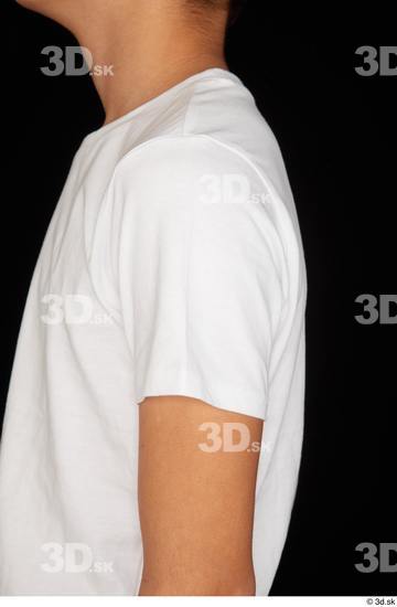 Arm Upper Body Man White Sports Shirt T shirt Slim Studio photo references