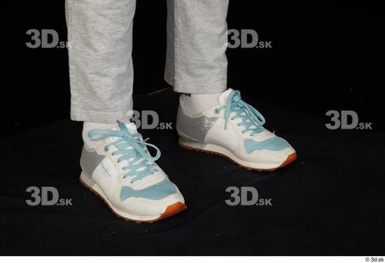 Foot Man White Sports Shoes Slim Studio photo references