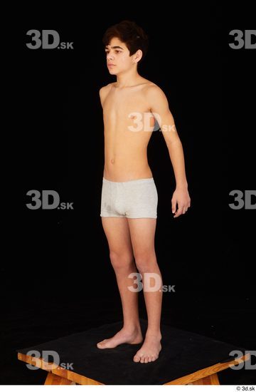 Whole Body Man White Underwear Slim Standing Studio photo references