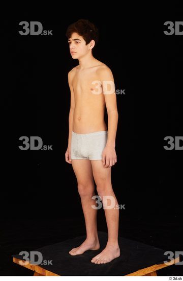 Whole Body Man White Underwear Slim Standing Studio photo references