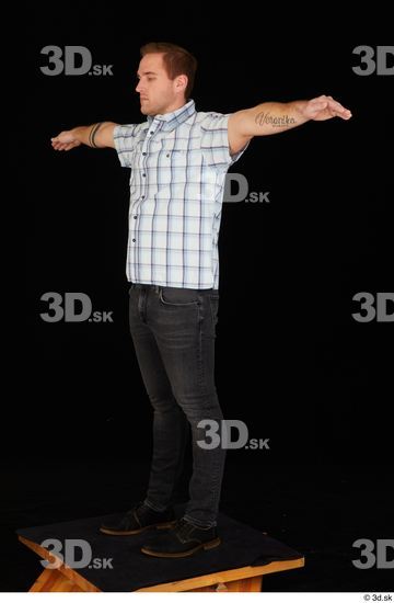 Whole Body Man T poses White Casual Shoes Shirt Jeans Average Standing Studio photo references
