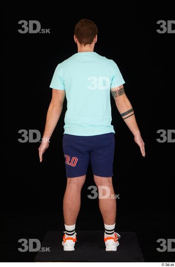 Whole Body Man White Sports Shoes Shirt T shirt Shorts Average Standing Studio photo references