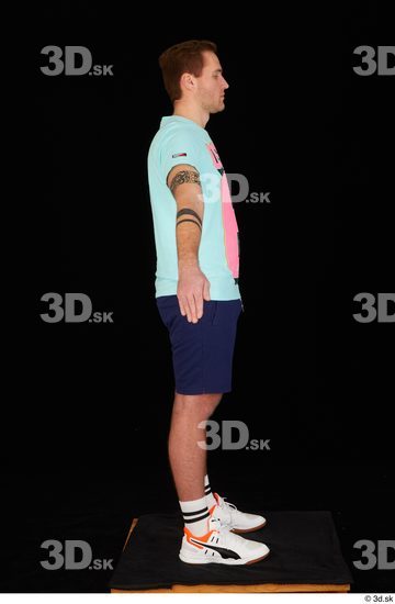 Whole Body Man White Sports Shoes Shirt T shirt Shorts Average Standing Studio photo references