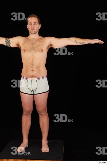 Whole Body Man T poses White Underwear Average Standing Studio photo references