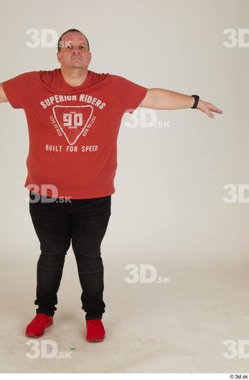 Whole Body Man T poses White Casual Overweight Standing Street photo references