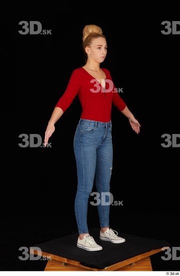 Woman White Slim Female Studio Poses