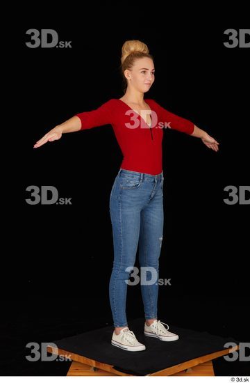 Woman White Slim Female Studio Poses