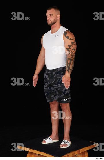 Whole Body Man White Sports Shorts Muscular Standing Top Studio photo references