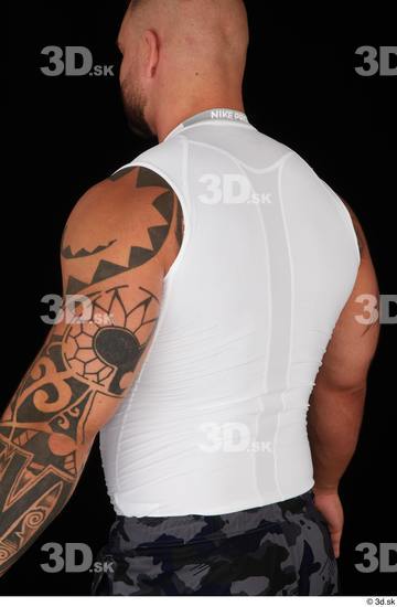 Upper Body Man White Sports Muscular Top Studio photo references