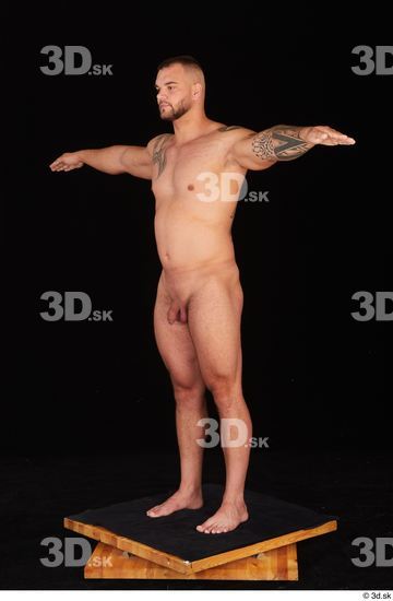Whole Body Man T poses White Nude Muscular Standing Studio photo references