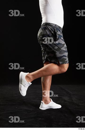 Calf Man White Sports Shorts Muscular Studio photo references