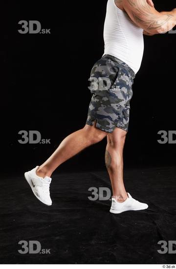 Leg Man White Sports Shorts Muscular Studio photo references