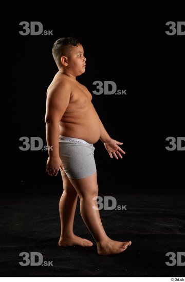 Whole Body Man White Underwear Overweight Walking Studio photo references