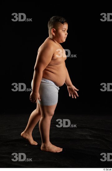 Whole Body Man White Underwear Overweight Walking Studio photo references