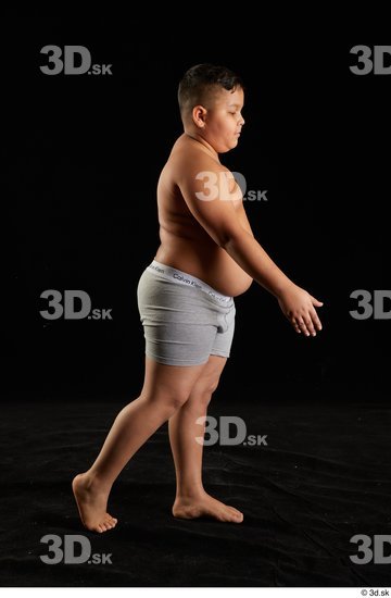 Whole Body Man White Underwear Overweight Walking Studio photo references