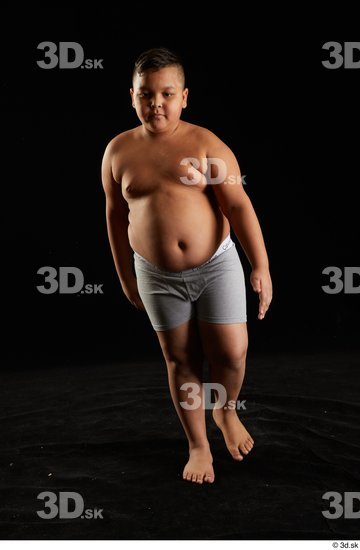 Whole Body Man White Underwear Overweight Walking Studio photo references