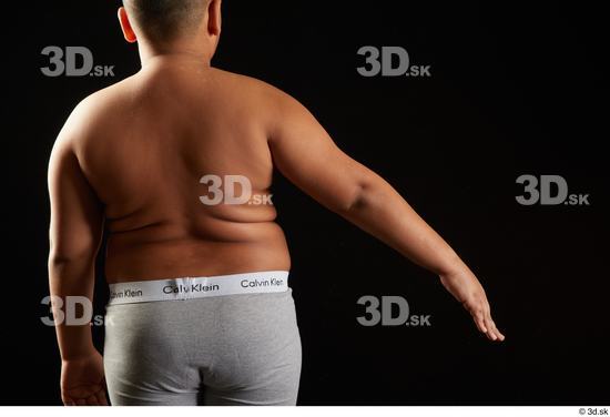 Arm Back Man White Underwear Overweight Studio photo references