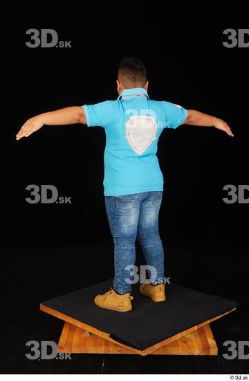 Whole Body Man T poses White Casual Shirt Jeans Overweight Standing Studio photo references