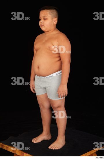 Whole Body Man White Underwear Overweight Standing Studio photo references