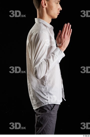 Arm Man White Shirt Slim Studio photo references