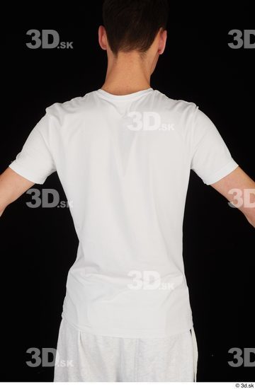 Upper Body Man White Sports Shirt Slim Studio photo references