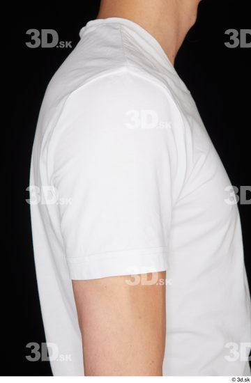 Arm Upper Body Man White Sports Shirt Slim Studio photo references