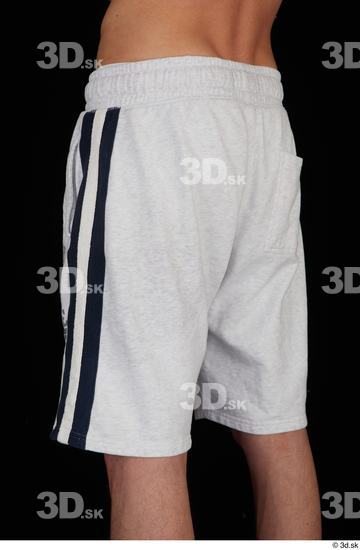 Thigh Hips Man White Sports Shorts Slim Studio photo references