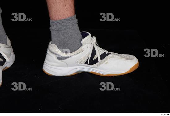 Foot Man White Sports Shoes Slim Studio photo references