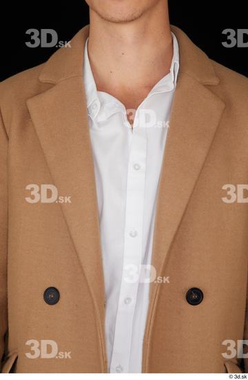 Upper Body Man White Coat Slim Studio photo references