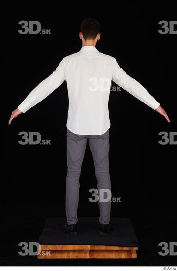 Whole Body Man White Shoes Shirt Trousers Slim Standing Studio photo references